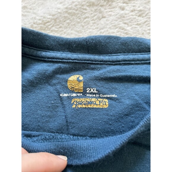 Carhartt T-Shirt Men's 2XL Tall Short Sleeve Pocket Logo Workwear Blue K87 984 - Picture 3 of 6